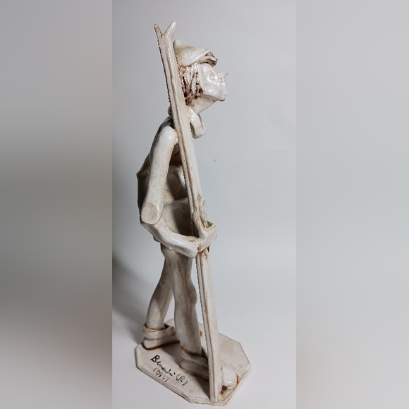 SKIER Dino Bencini Art Sculpture Italy 11" Signed Figurine Xmas Collectible - Picture 7 of 8